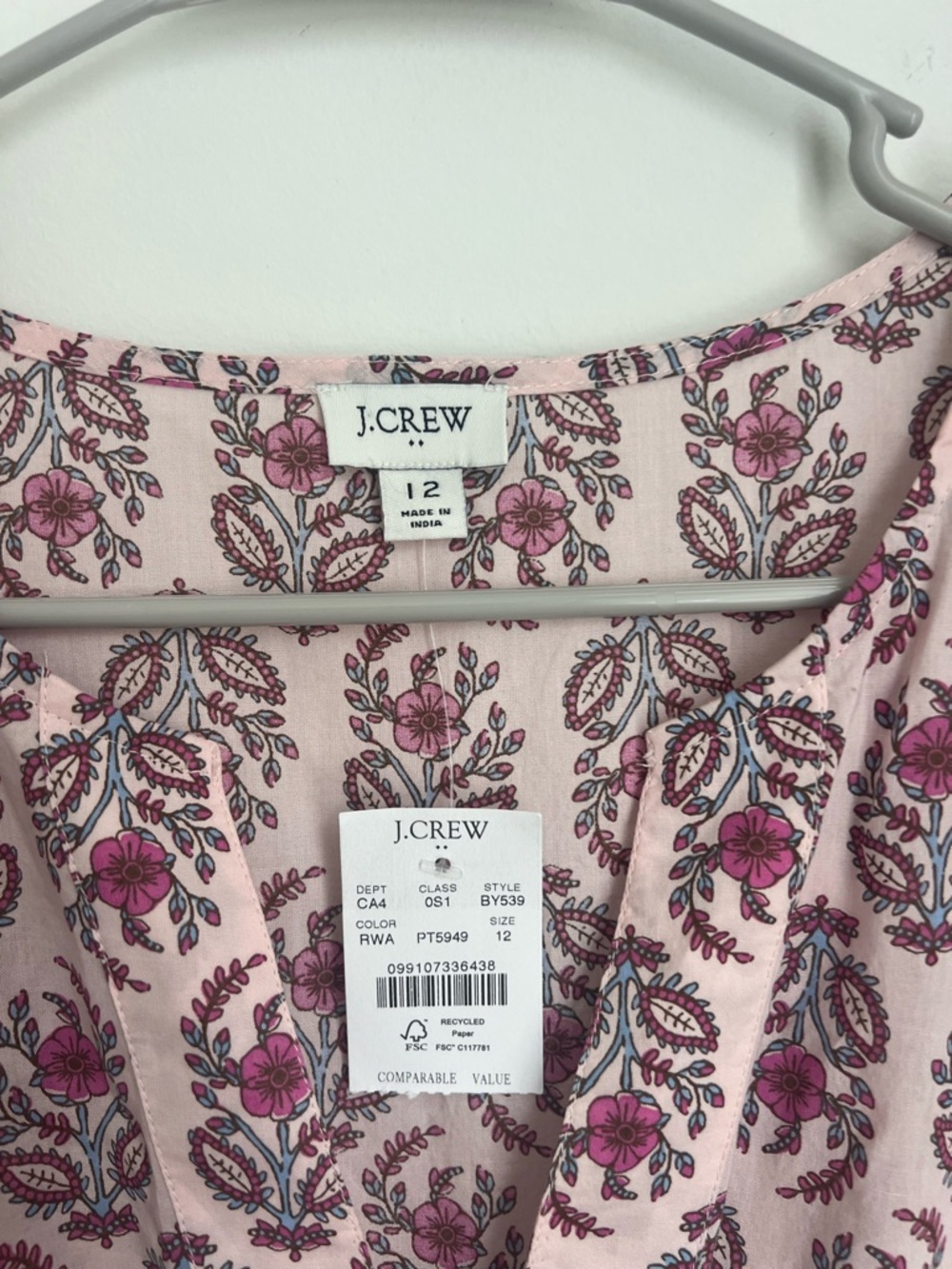 NEW J Crew Ruffle Sleeve Midi Dress in Pink Blue Floral Print Women's 12 - Picture 5 of 8